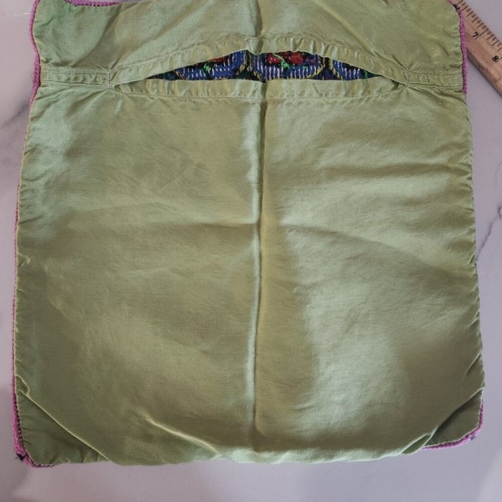 Vibrant Geometric Embroidered Pillow Cover Accent Cushion Case‎ handmade vintage - Picture 3 of 5